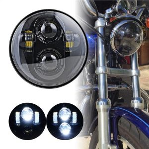 Far de 40W 5.75 inch LED pentru motocicletă H4 Plug Sistem de iluminare automată far negru crom