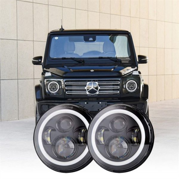 Faruri rotunde de 7 inch Mercedes Clasa G Înlocuire faruri Halo Mercedes Benz Clasa G