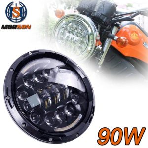 Far led Chrome negru pentru Jeep JK TJ FJ DRL 90W Lumina rotunda cu motocicleta Halo