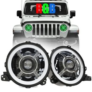 Noua sosire de culoare care schimbă luminile de 9 inch led Halo pentru Jeep Wrangler JL 2018+ Faruri led RGB JL