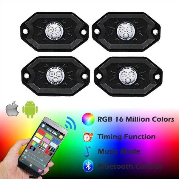 Morsun Led Pods Light RGB Timing Music Play Phone App Control 4 Pod pentru masina