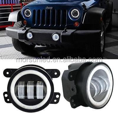 Lumina de ceață rotundă Morsun LED pentru Jeep Wrangler JK JKU TJ LJ 4 inch Light With Halo DRL