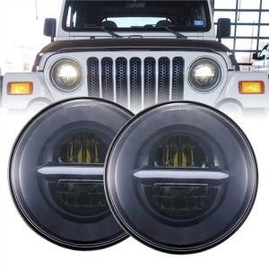 Morsun Rotund LED Faruri Cu Halo Angel Eyes DRL Faruri Pentru Jeep Wrangler JK
