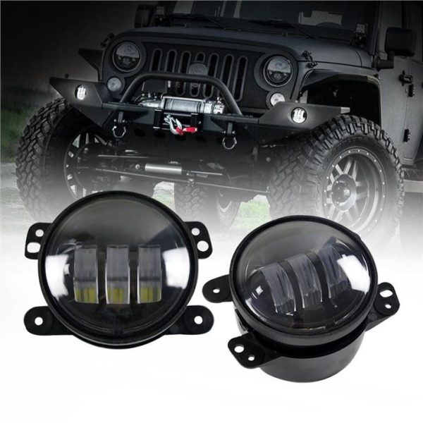 Far rotund Morsun negru cu LED pentru Jeep Wrangler JK TJ LJ